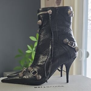 Balenciaga Black Textured Heeled Boots